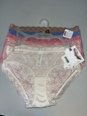 Jessica Simpson Lace Hipster Panty Set in Cream, Pink, Blue, Mauve, Tan